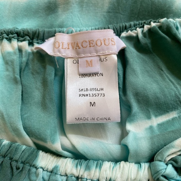 Olivaceous Tie Dye Blue-Green and White Strapless Jumpsuit Size Medium - Picture 7 of 11